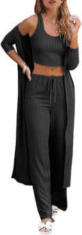 Fessceruna Womens 3 Piece Lounge Set - Cozy Knit Loungewear
