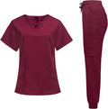 VIAOLI Scrubs for Women Set Modern V-Neck Top & 8 Pocket Jogger