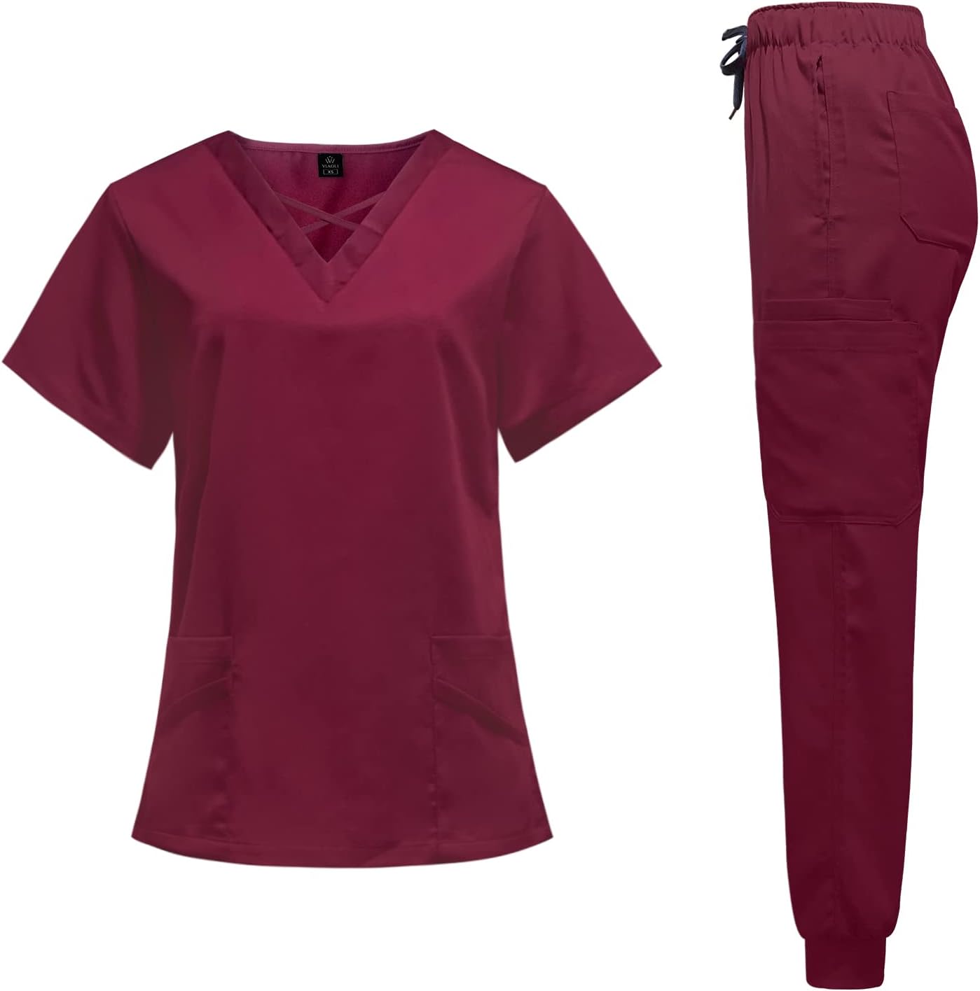 VIAOLI Scrubs for Women Set with V-Neck Top & Jogger Pants