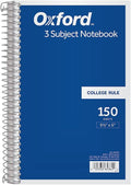Oxford 3-Subject Notebook 6in x 9-1/2in - Organized, Snag-Resistant