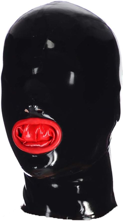 Latex Hood Mask Rubber Mouth Asphyxia Mask for Cosplay Fun