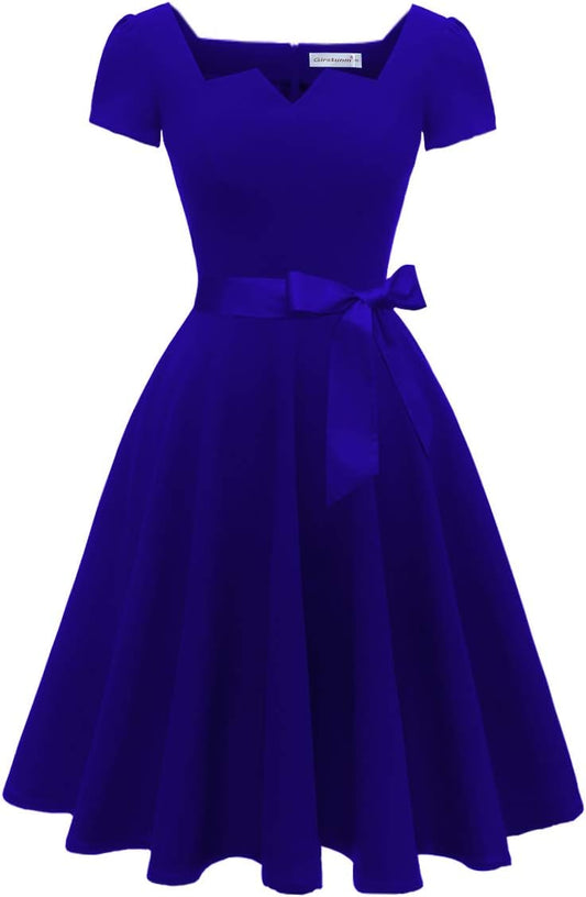 Girstunm Women's Classic Tea Dress with Pockets for Any Occasion