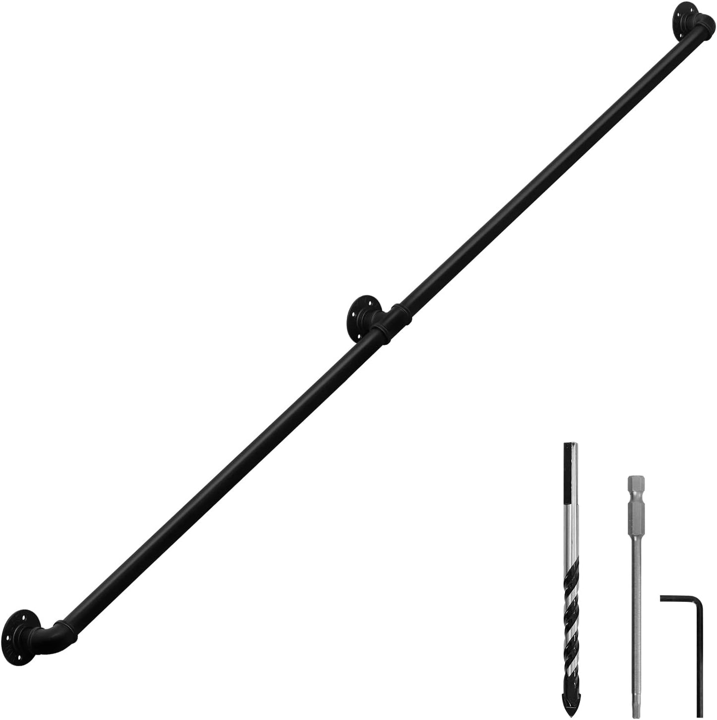 Industrial Pipe Wall Handrail for Farmhouse Stairway by HouseAid