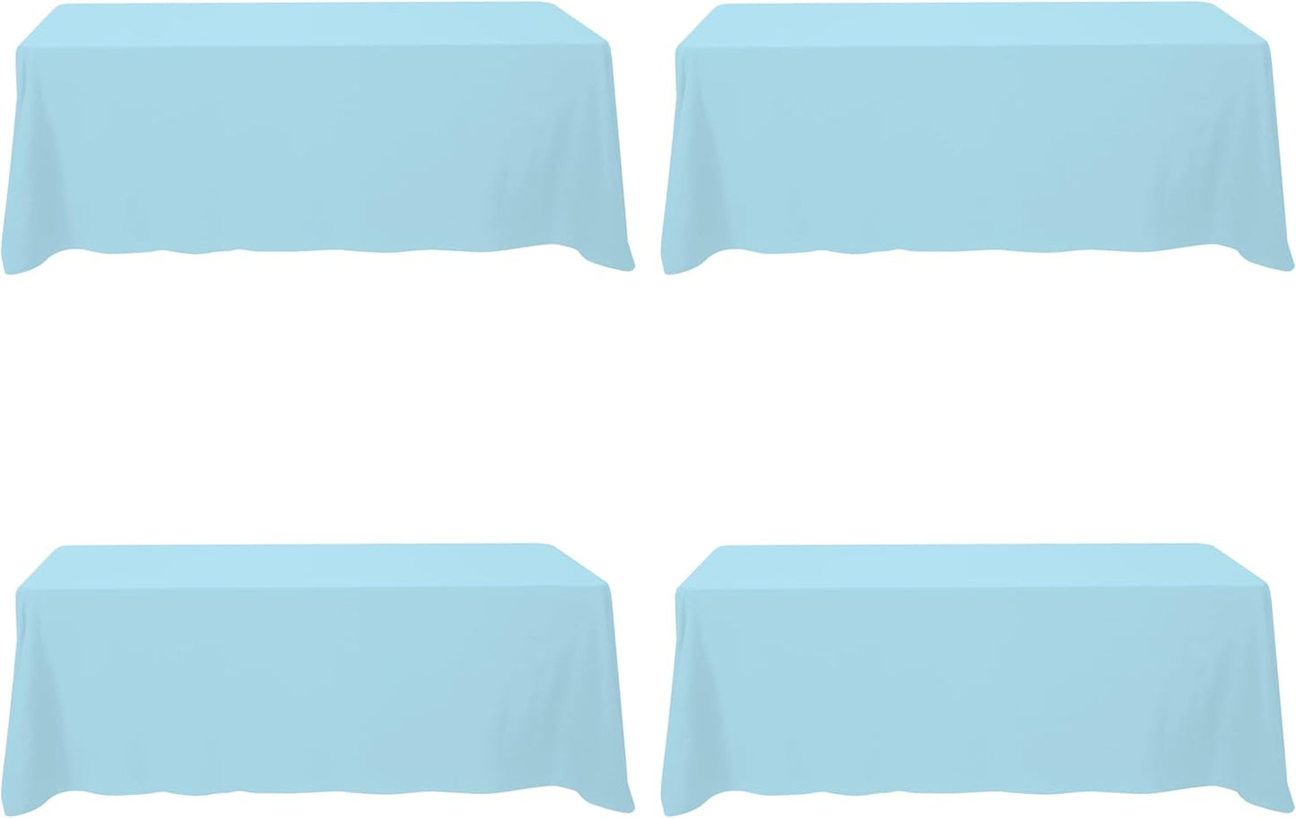 Light Blue Tablecloths for 8 Foot Rectangle Tables - 4 Pack