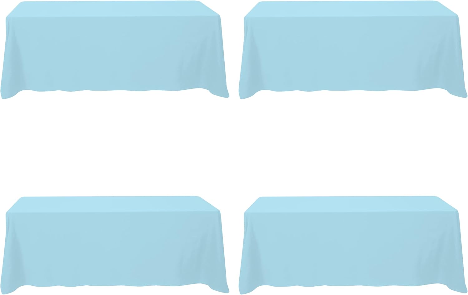 Light Blue Tablecloths for 8 Foot Rectangle Tables - 4 Pack