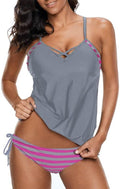 Striped Tankini Set - Lined Up Double Up Tankini Dokotoo