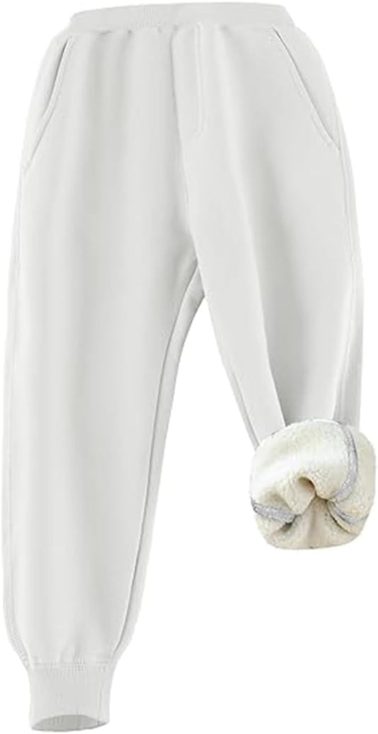 Gihuo Unisex Boys Girls Winter Warm Sherpa Lined Sweatpants