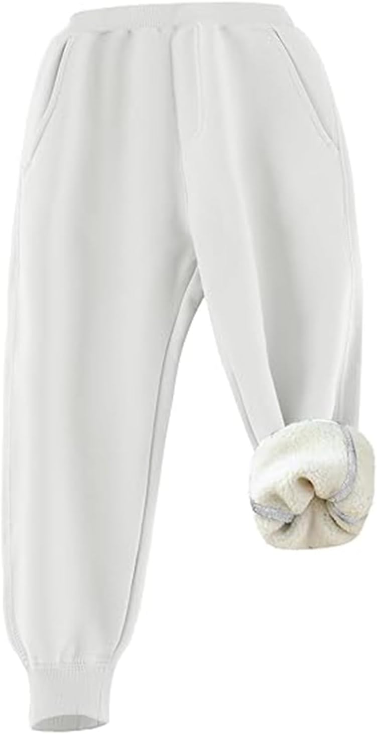 Gihuo Unisex Boys Girls Winter Warm Sherpa Lined Jogger Pants