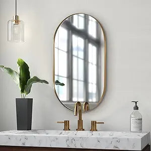 Sturdy Gold Oval Mirror for Bathroom and Living Room Decor
