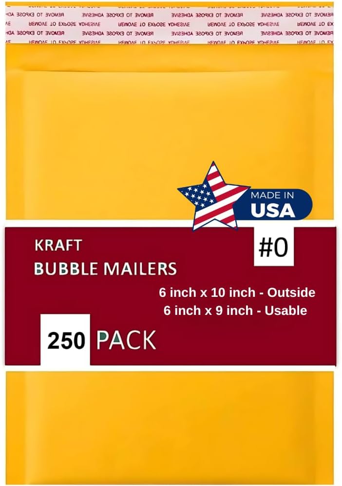 250 Pack Kraft Bubble Mailers for Safe Shipping and Protection