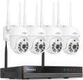 5MP Two-Way Audio 360 Tracking Monitoring Camera System - 4 PTZ Set