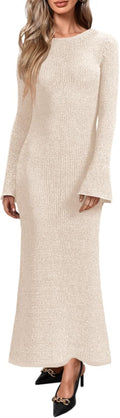 Yousify Womens Bell Sleeve Long Maxi Dress - Slim Knit Casual