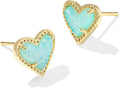 Kendra Scott Ari Heart Stud Earrings for Women in Bright Aqua