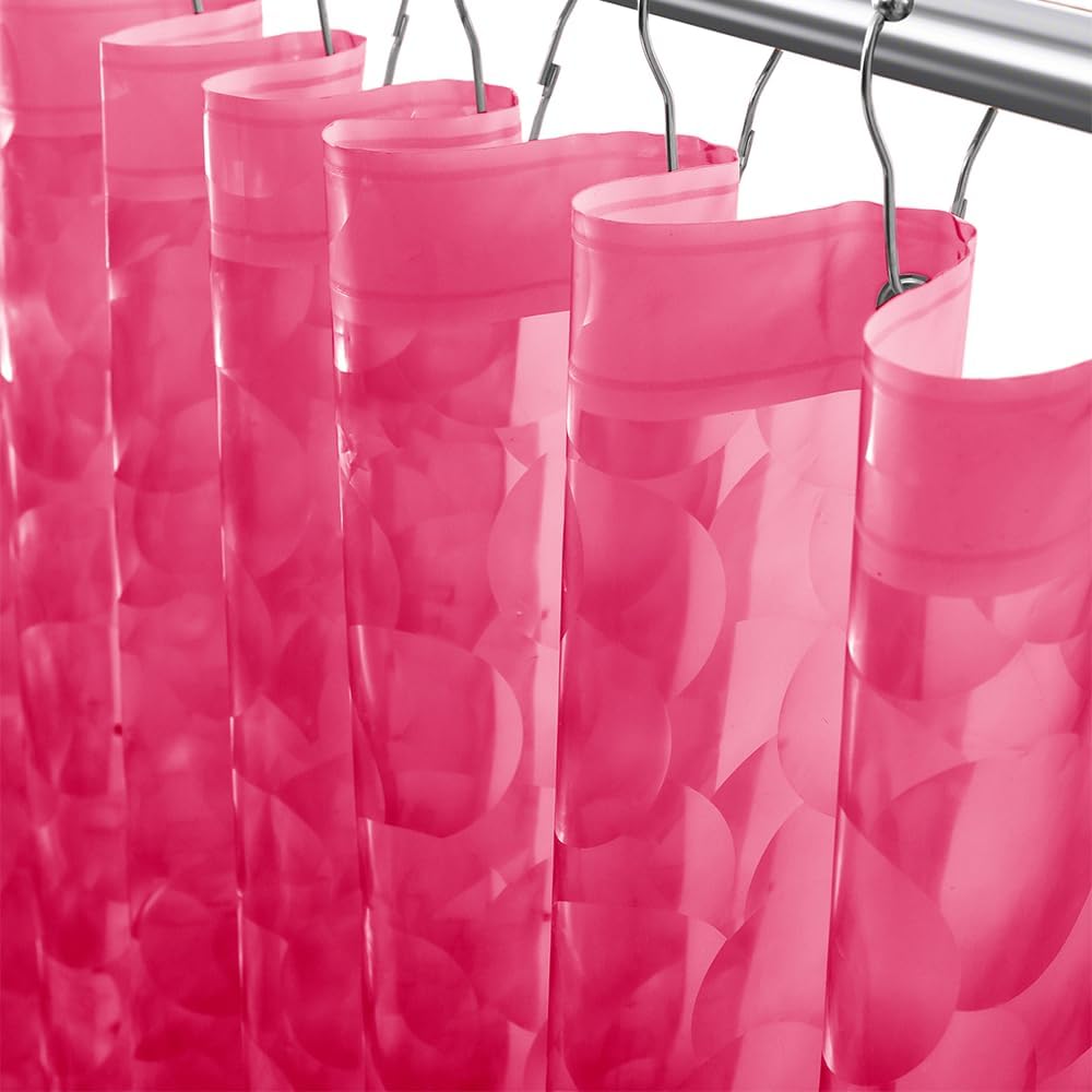 Premium 3D Red Pearl Shower Curtain Liner - Rustproof & Magnetically Weighted - 72x72