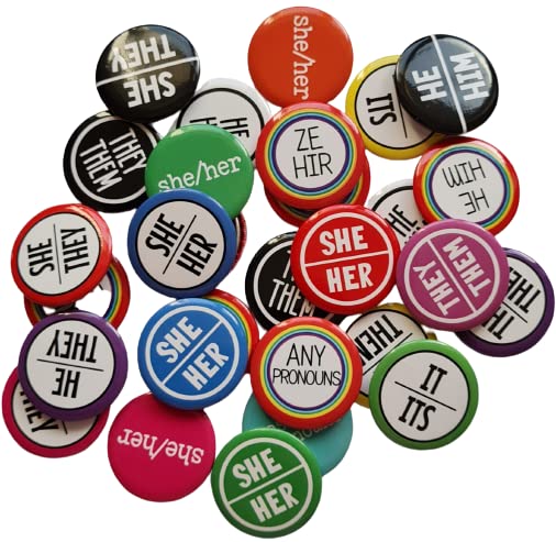 Bulk Pronoun Pins - Customizable 1 Inch Pride Pins Pack of 50