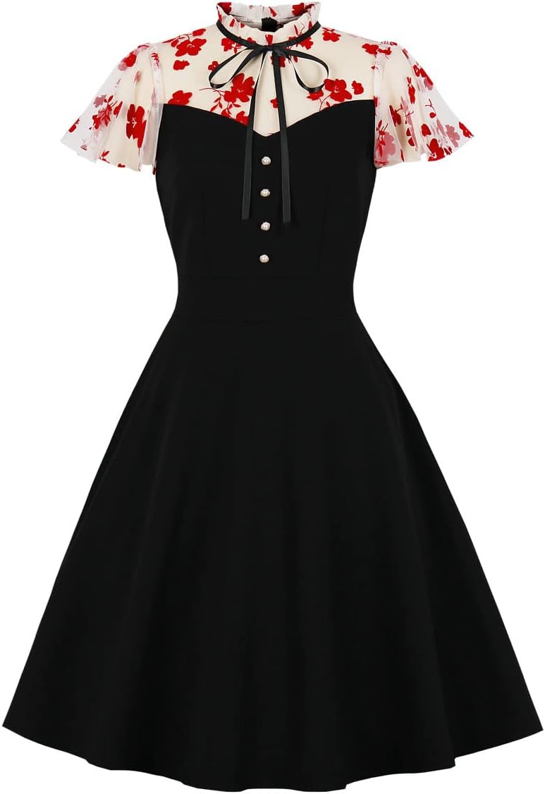 Vintage Polka Dot 1950s Audrey Retro Rockabilly Dress for Women