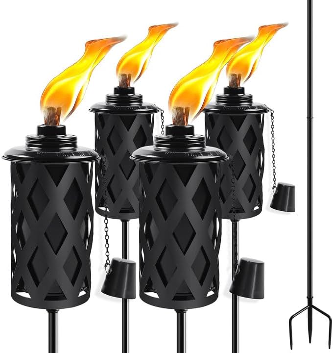 Citronella Torches for Outside Set of 4 - Perfect for Garden Decor