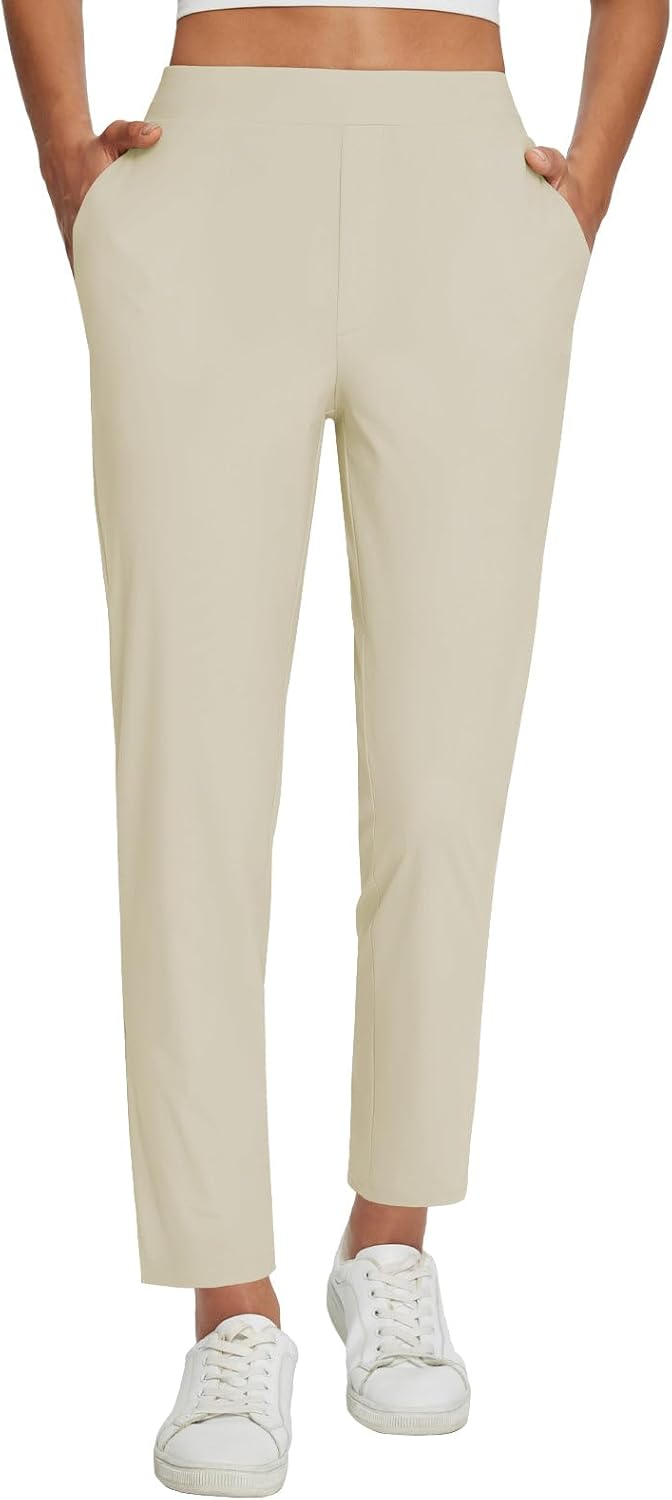 Lightweight Stretch Travel Pants for Women with Zipper Pockets