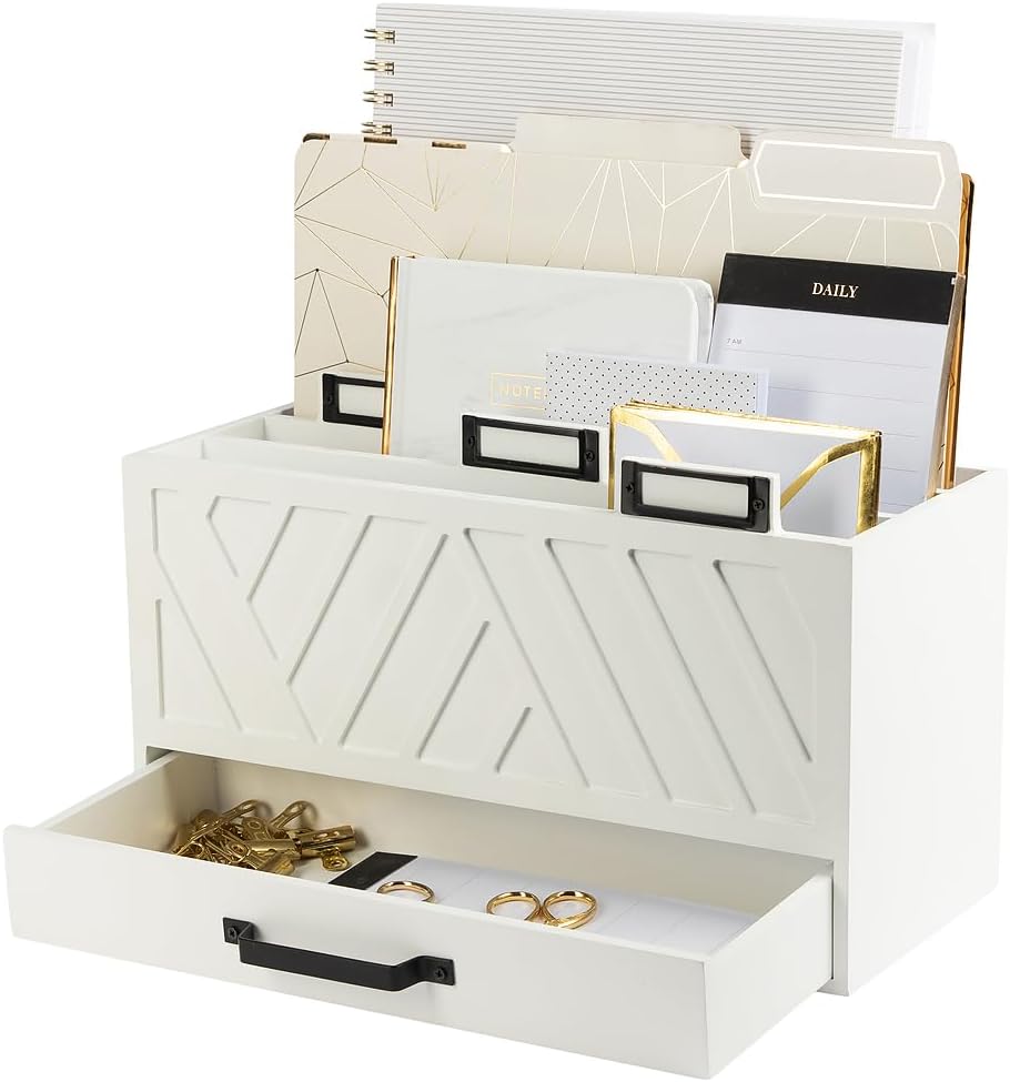 BLU MONACO White Desktop Mail Organizer for Home or Office