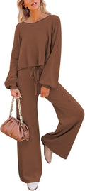 Pink Queen Women's 2 Piece Lounge Sweater Set - Soft Casual Loungewear