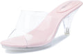 Silver Clear Heels for Women Transparent Strap Stiletto Mules