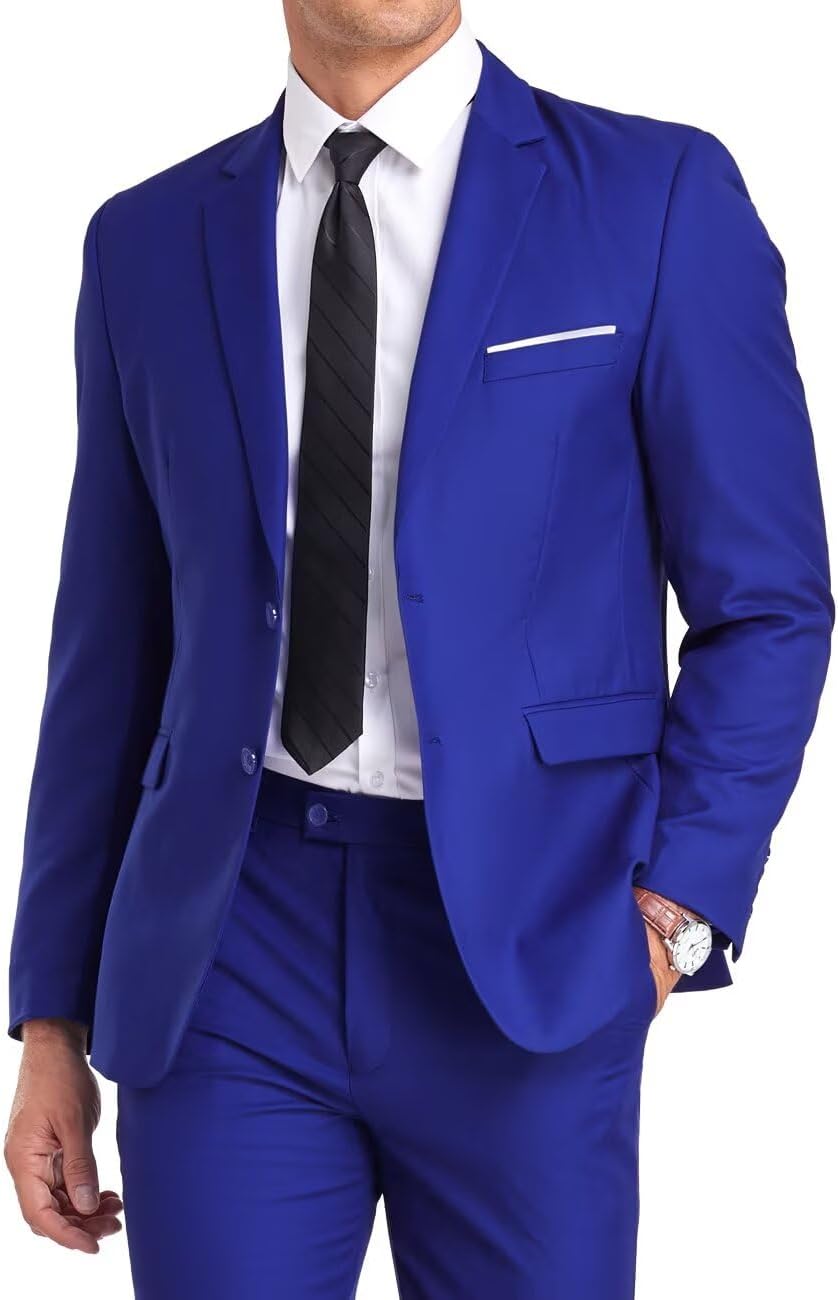 Fxzpiodi Mens Suit Slim Fit 2 Piece Tuxedo for Weddings and Prom