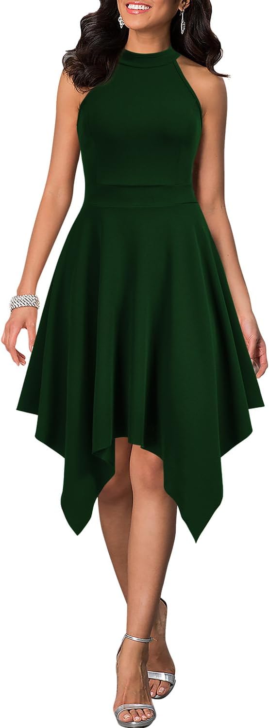 WOOSEA Women's Sleeveless Halter Neck Dress for Parties and Events