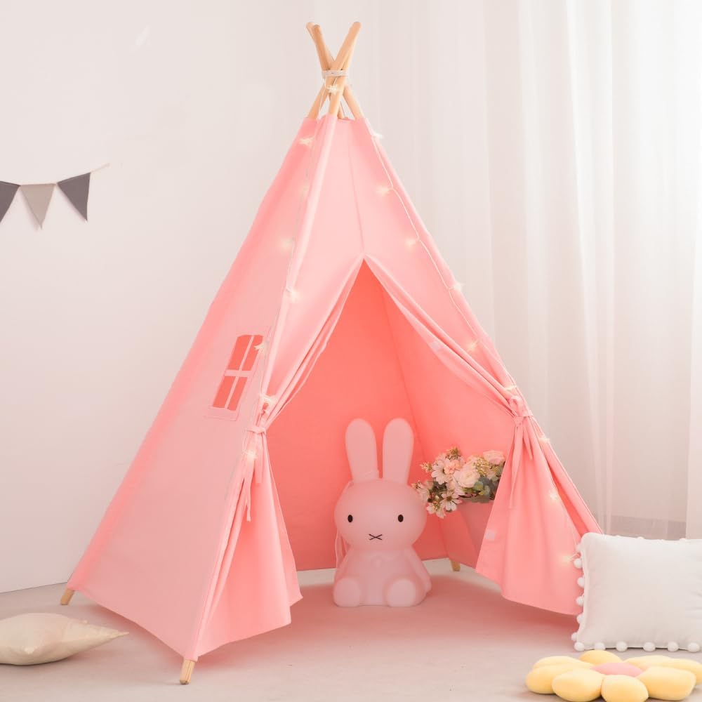 Kids Teepee Tent with Lights & Carry Bag - Indoor/Outdoor Fun!