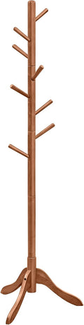 VASAGLE Solid Wood Coat Rack - Tree-Shaped, 3 Heights, 8 Hooks