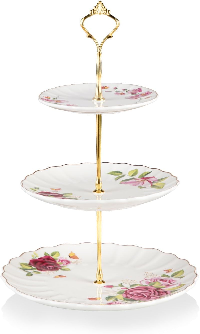 Gorgeous 3 Tier Ceramic Cake Stand for Weddings and Parties