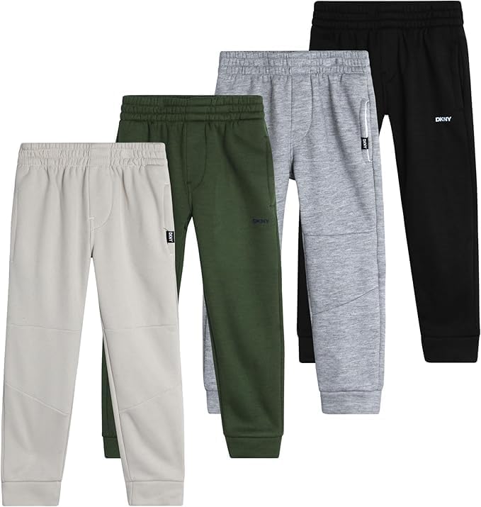 DKNY Boys Sweatpants 4 Pack Soft Performance Fleece Joggers