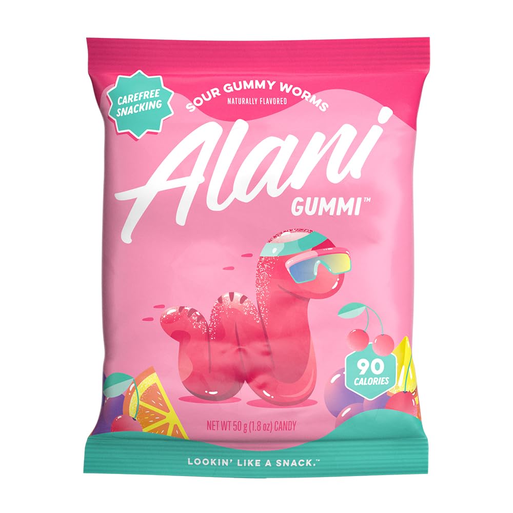Alani Gummis Sour Gummy Worms Low Sugar Candy for Guilt-Free Snacking
