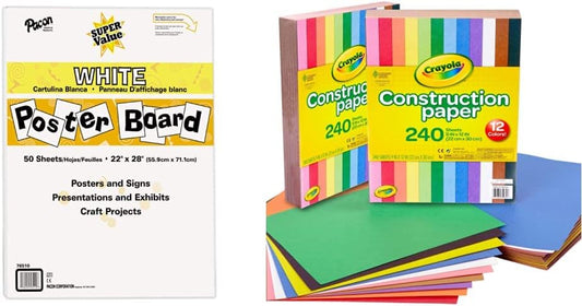 Pacon Super Value Poster Board and Crayola Paper Bundle