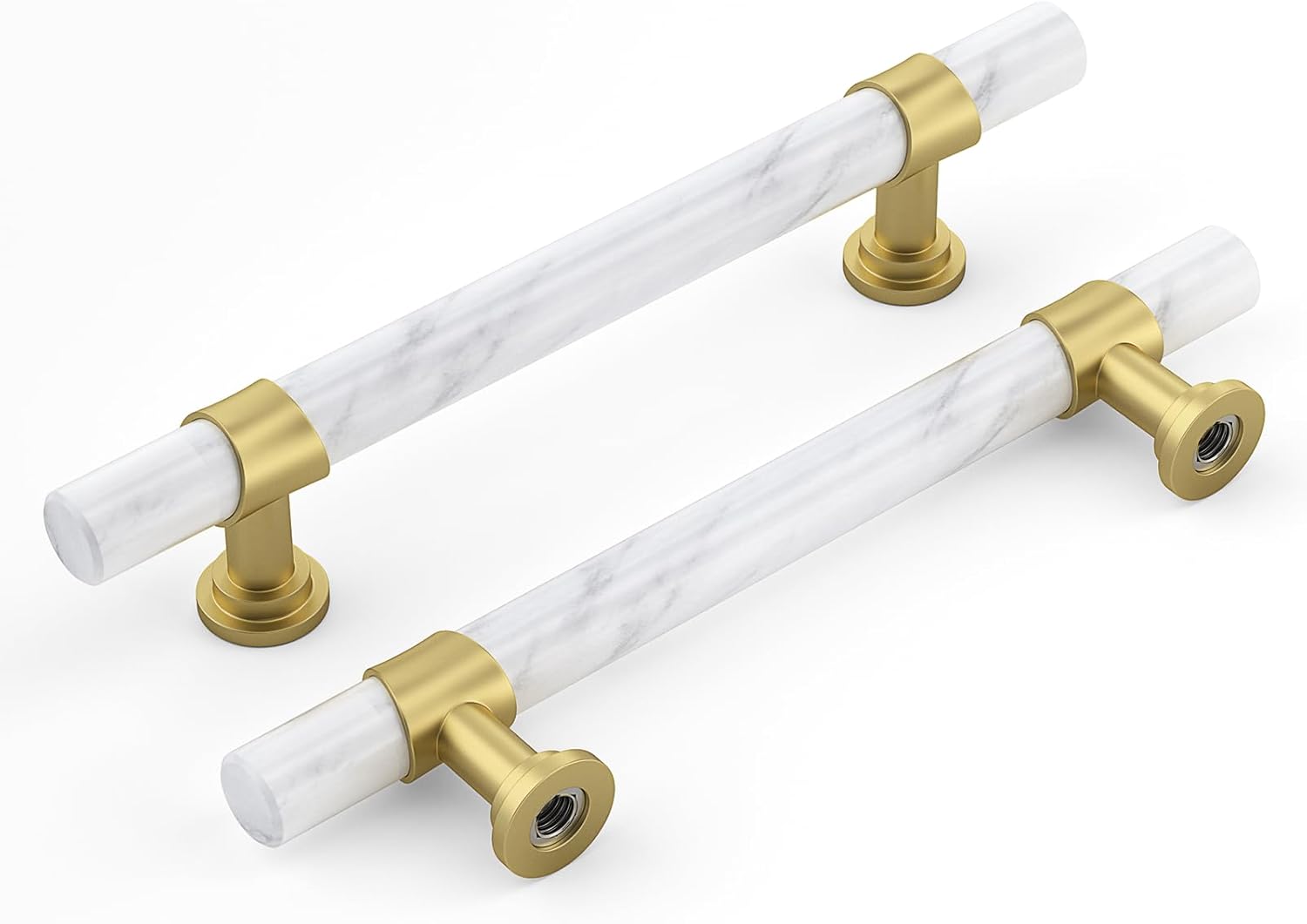 Haliwu 10 Pack White Marble Cabinet Pulls for Elegant Spaces