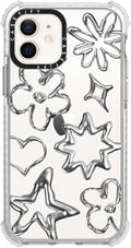 Ultra Impact iPhone 12 Case - Chrome Doodles Glossy Frost