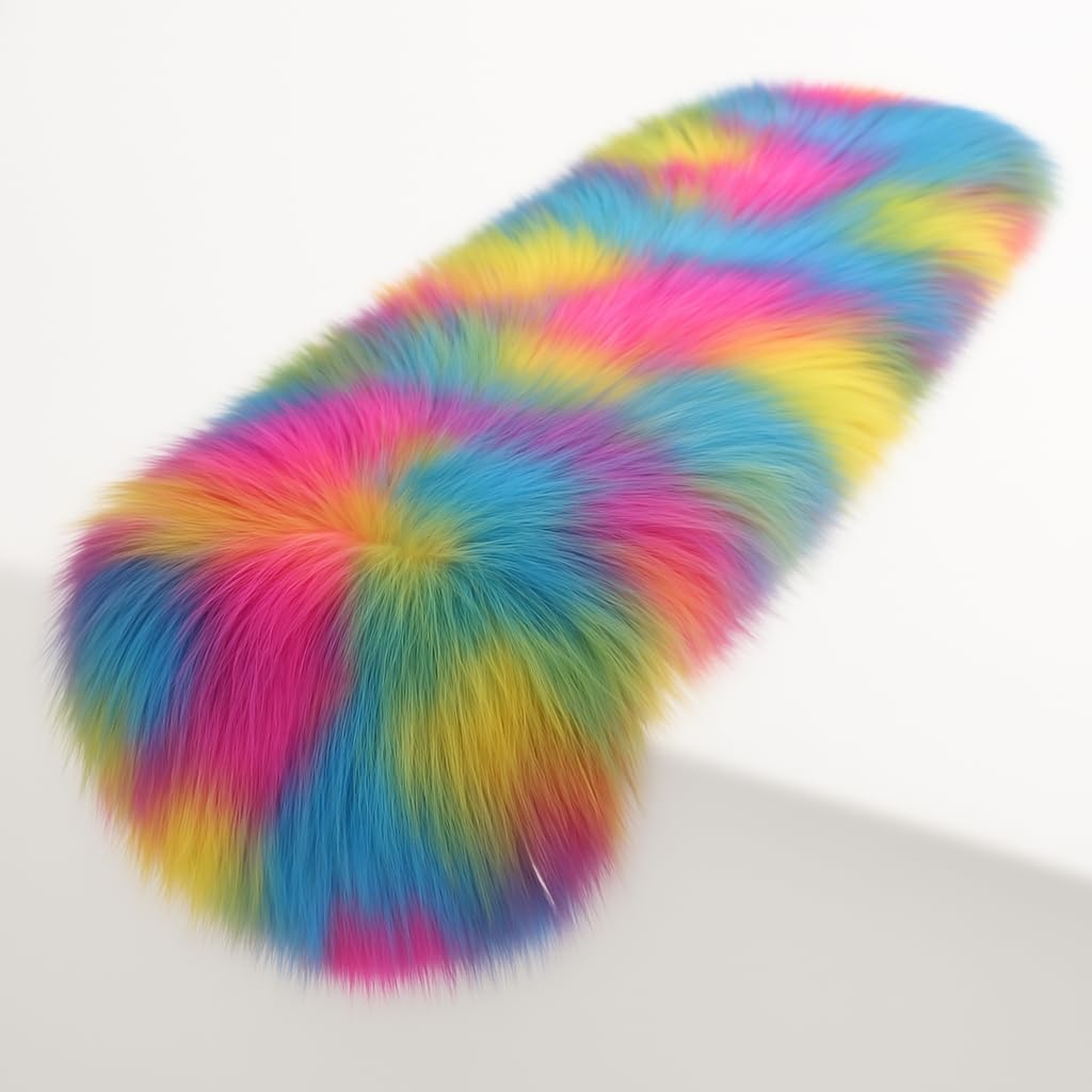 FabricLA Pastel Patch Faux Fur Table Runner for Holiday Decor