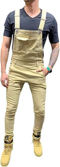 Men's Denim Bib Overalls Slim Fit Jumpsuit with Pockets - Casual