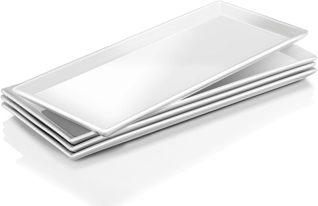 DOWAN 14.5 Inch Rectangular Plates Set of 4 for Serving