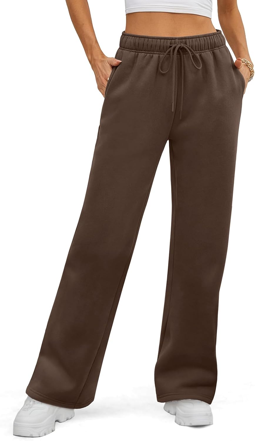 ATHMILE Womens Fleece Lined Wide Leg Sweatpants for Fall Style