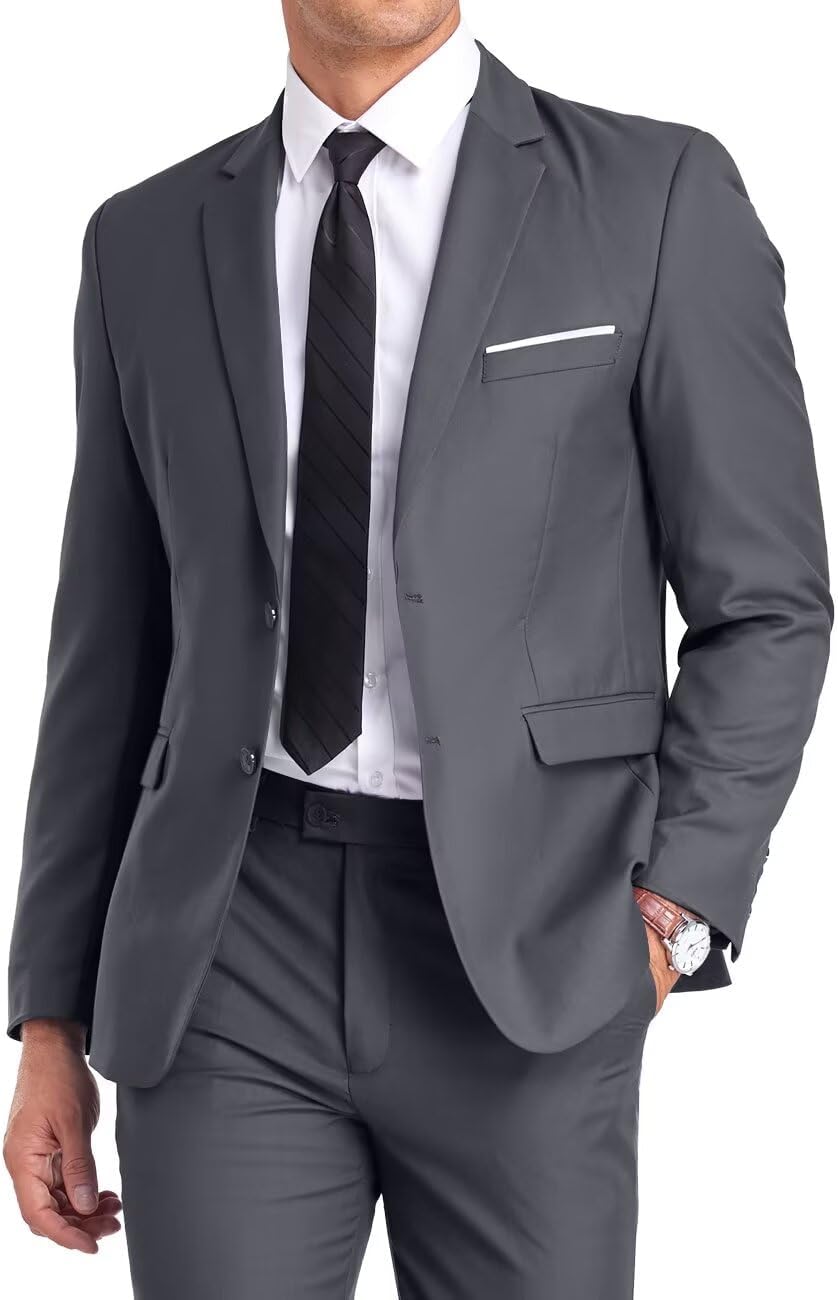 Fxzpiodi Mens Suit Slim Fit 2 Piece Tuxedo for Weddings and Prom