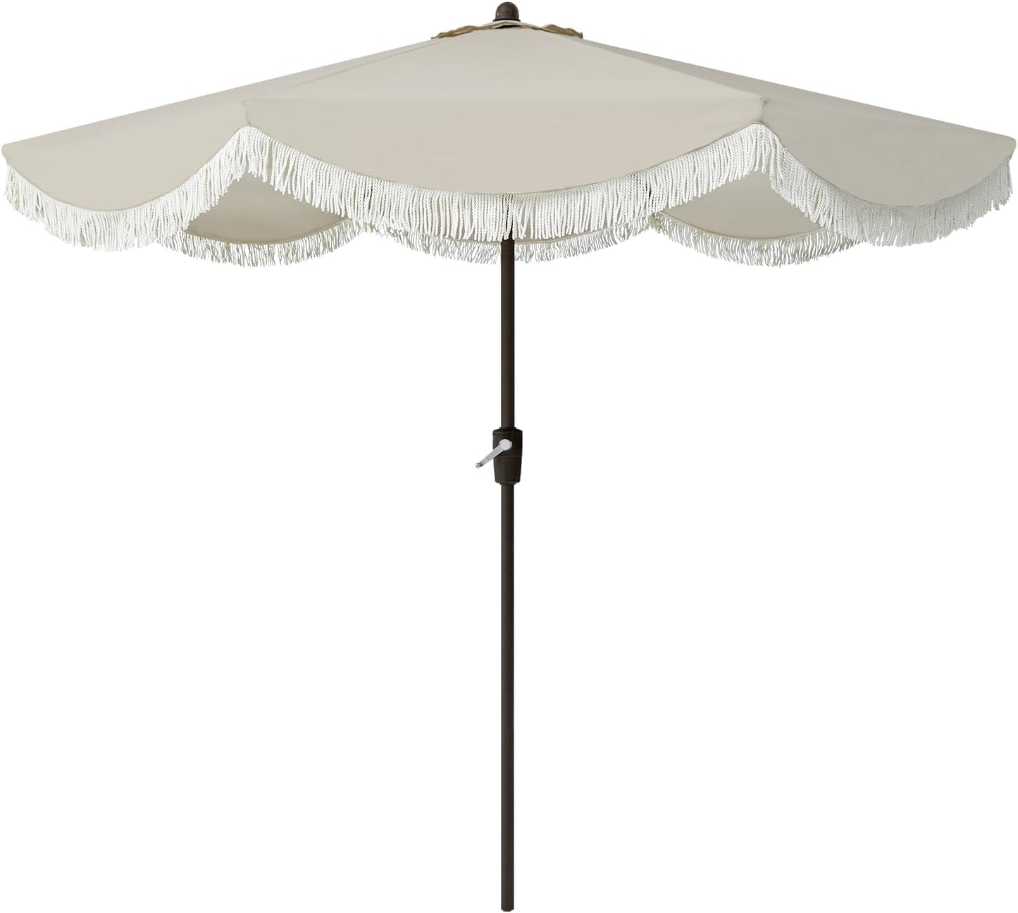 Tempera 9ft Auto Tilt Scalloped Patio Umbrellas with Fringe