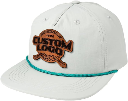 Custom Leather Patch 5 Panel Grandpa Rope Hat by CRAFTERS LAB