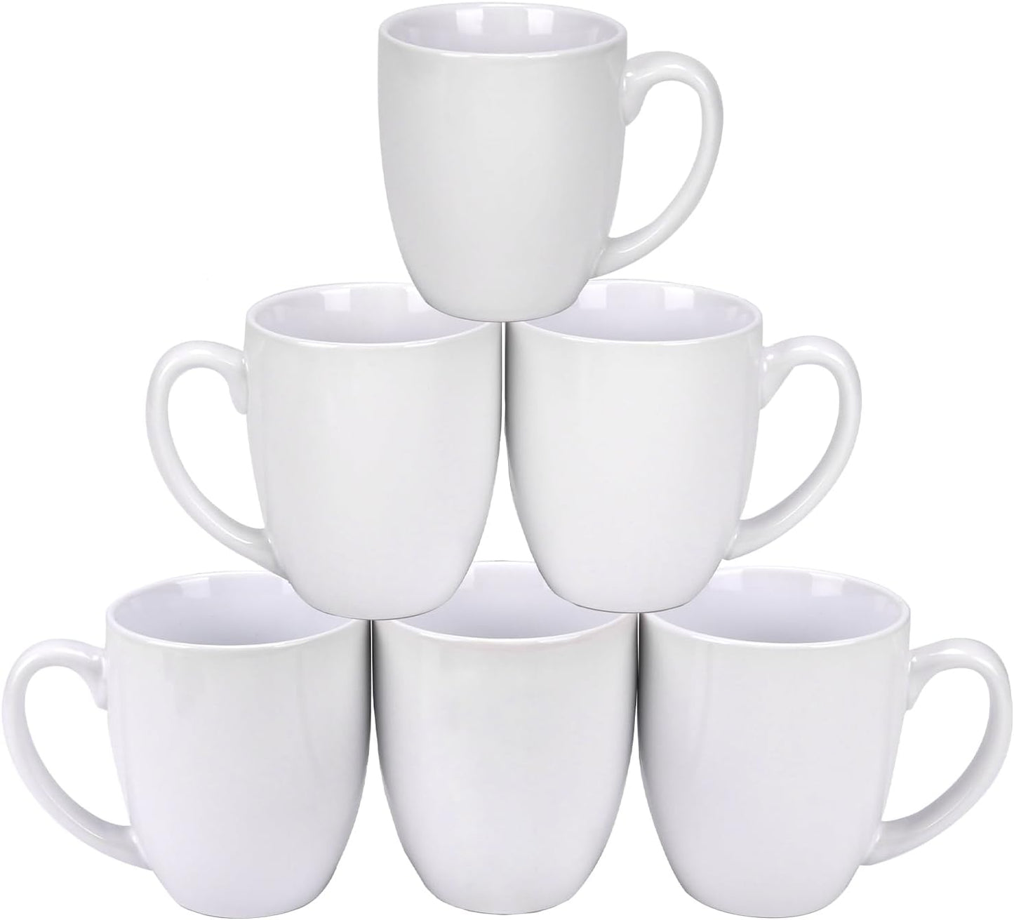 Schliersee 16oz White Coffee Mugs Set - Large Ceramic Cups for Any Drink