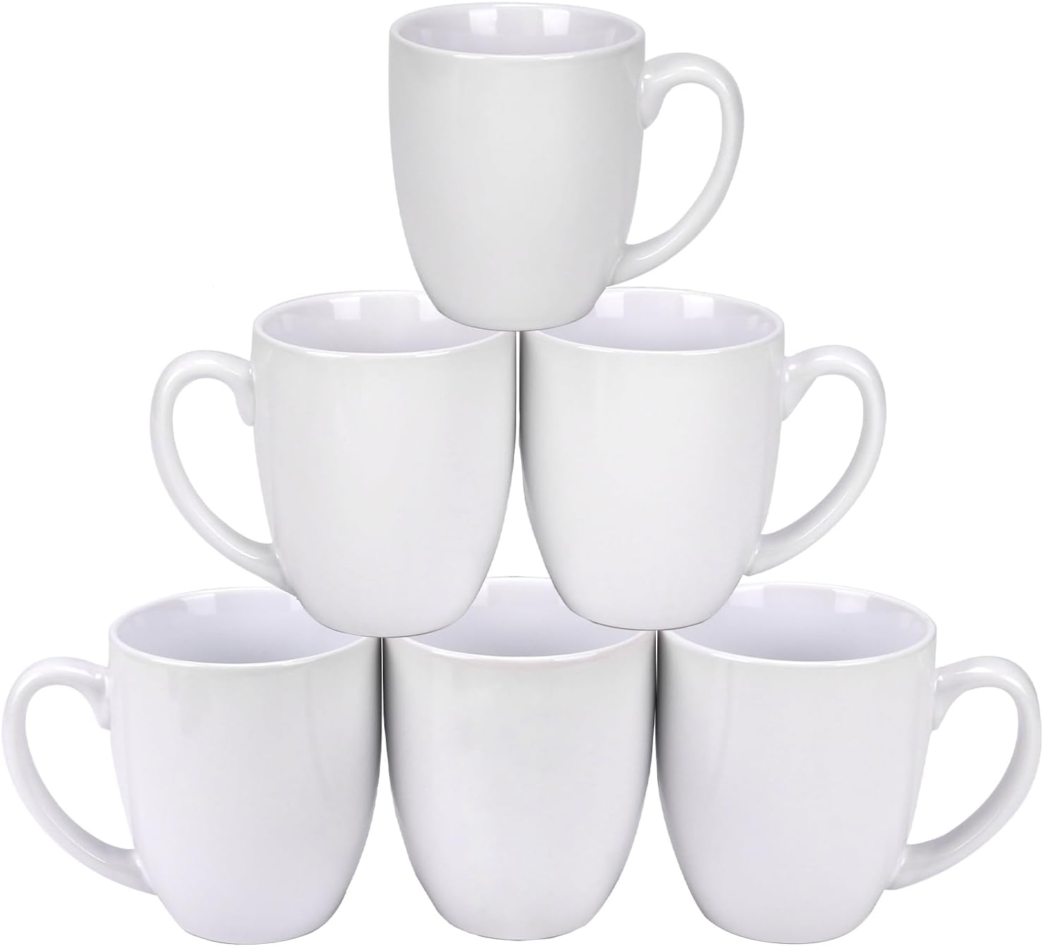 Schliersee 16oz White Coffee Mugs Set - Large Ceramic Cups for Any Drink