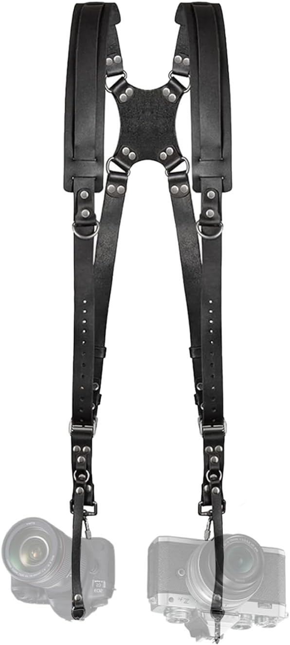 JUSTHERE Dual Camera Harness for Photographers - Premium Leather Strap