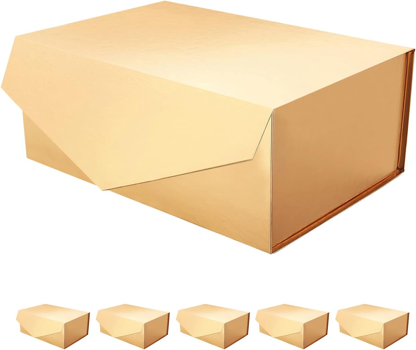 6 Gold Gift Boxes with Lids for Presents and Special Occasions