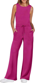 Womens Jumpsuit Wide Leg Sleeveless Romper - Comfortable Fit