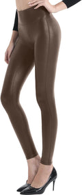 Faux Leather Leggings High Waisted Pleather Pants - Sleek Tummy Gong