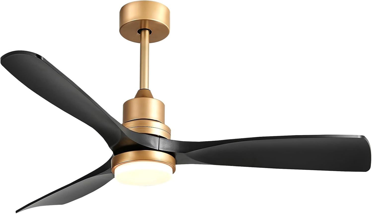 52 Inch Modern Black and Gold Ceiling Fan with Lights and Remote