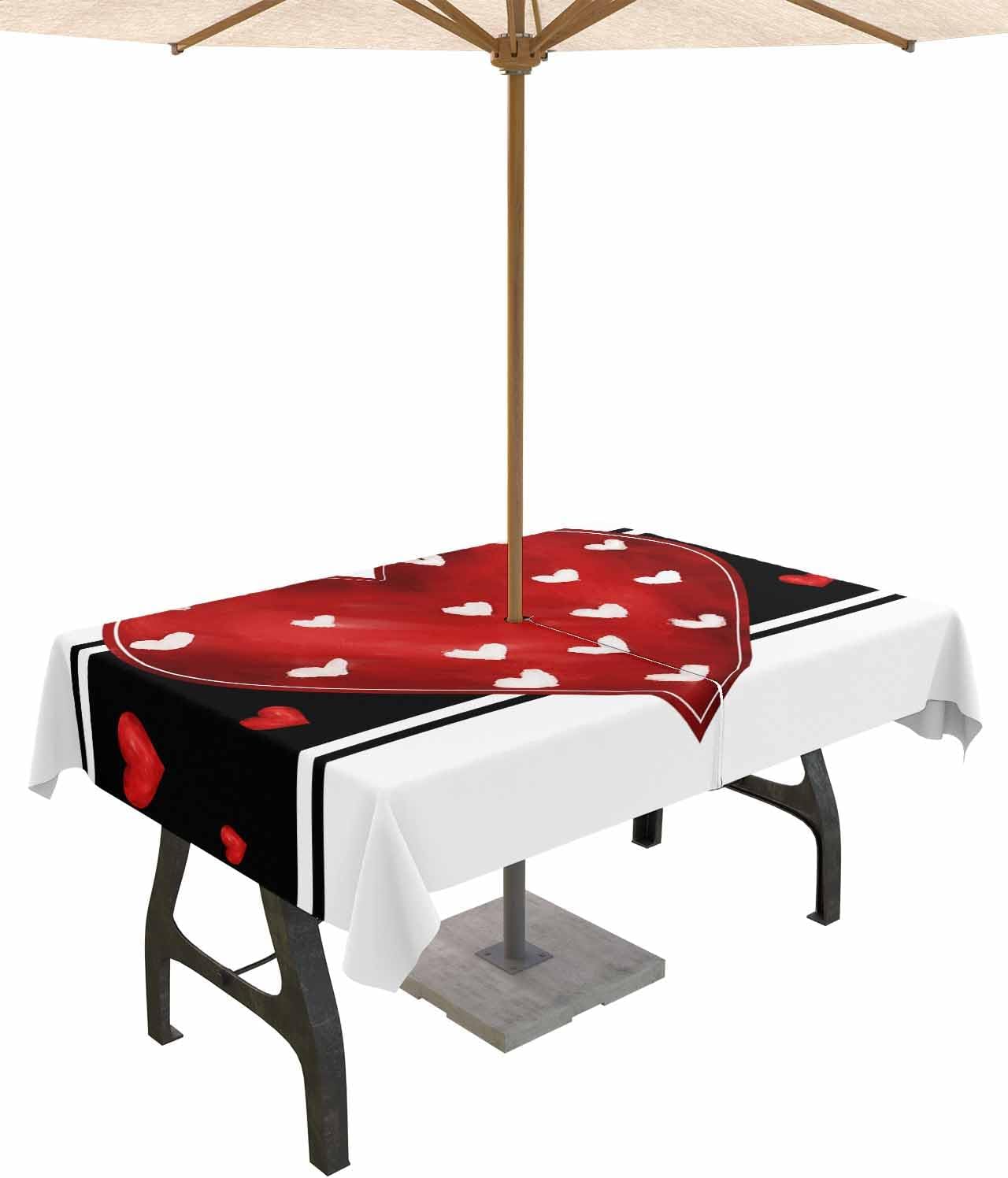 Spillproof Heart Tablecloth with Umbrella Hole, Zipper - Ideal for Outdoor Dining!